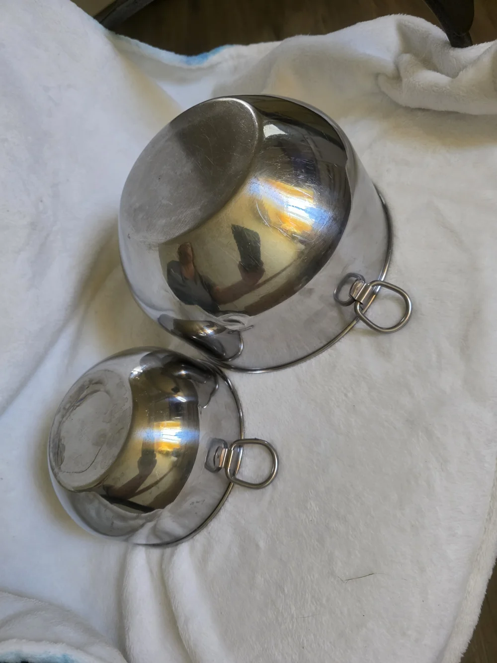Vintage Farberware Stainless Steel Nesting Mixing Bowls Set of 2 D-Ring Handles